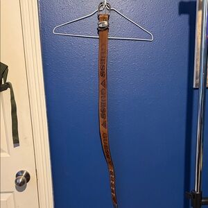 GUESS Brown Leather Logo Belt with Metal Buckle